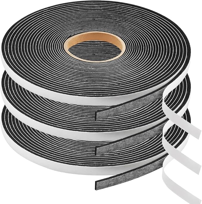 Seal Foam Tape,1/4 Inch W x 1/16 Inch T Weather Stripping for Door and Window,High Density Single Sided Closed Cell Door Insulation Weather Strip,3 Rolls Total 64FT Long