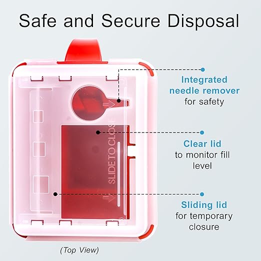 Sharps Container Large - Sharps Containers for Home Use and Labs - Portable Needle Disposal and Travel Size Biohazard Bin - 1 Quart (Pack of 3)