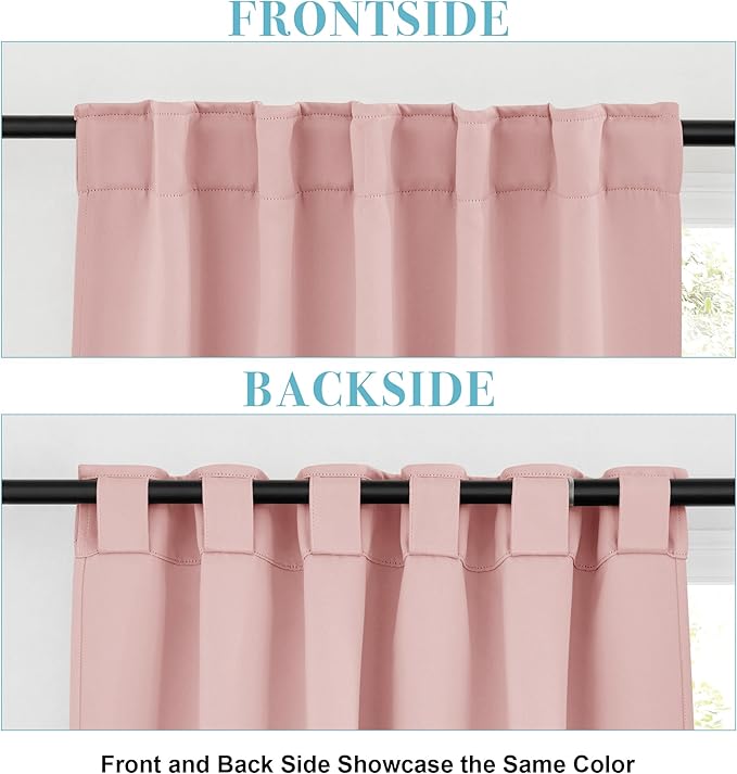 RYB HOME Small Window Curtains Blackout, Privacy Thermal Insulating Drapes for Girls Bedroom Bathroom Basement Cafe Classroom Window Decor, W 34 x L 45 inches, Peach Blush, 2 Panels