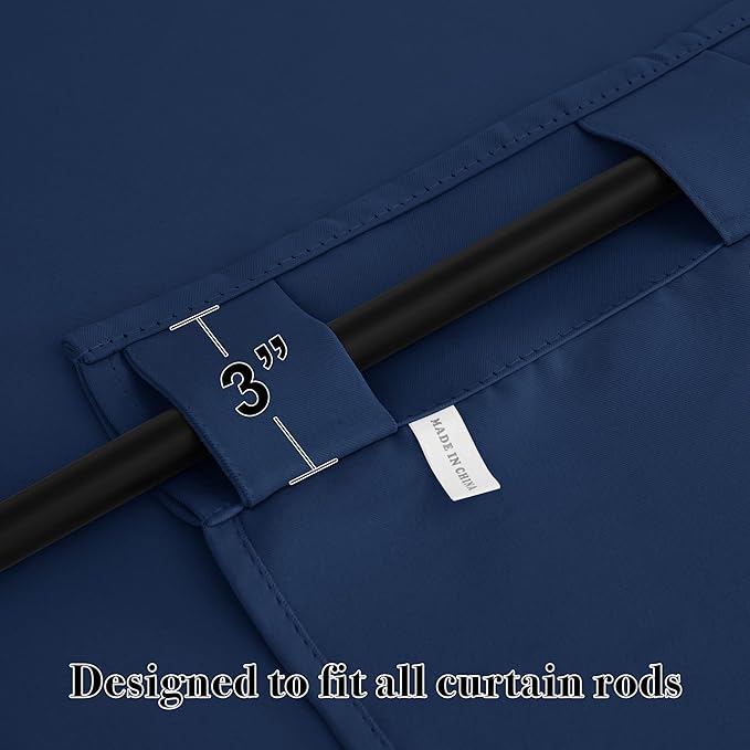RYB HOME Kitchen Window Curtains - Blackout Privacy Half Window Curtains for Bedroom Bathroom Dining Living Room Cafe Office Short Tiers Drapes, W 34 x L 36 inches, 2 Panels, Navy Blue