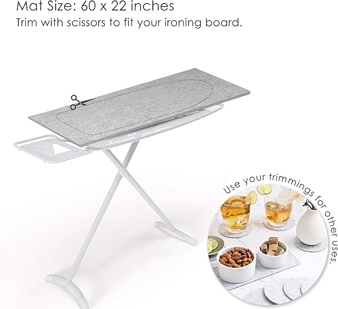 Wool Pressing Mat for Quilting - 22x60 XL Extra Large Felt Ironing Pad 3/8" Thick, 100% Wool Heat Resistant for Ironing, Sewing, Cutting on Ironing Board, Tabletop, Dryer, Countertop