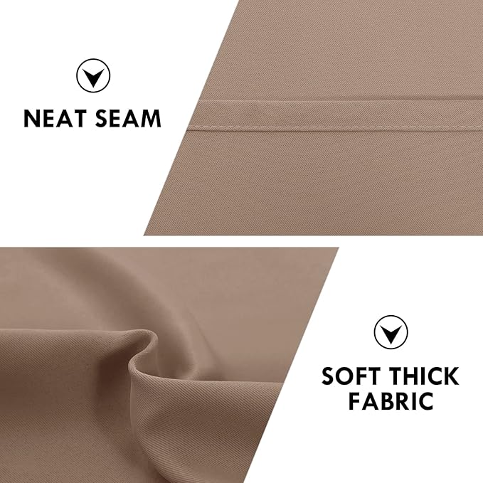 DWCN Blackout Curtains Room Darkening Thermal Insulated Bedroom Curtains Window Curtain Panels, 42 x 45 inches Long, Set of 2 Khaki Rod Pocket Drapes