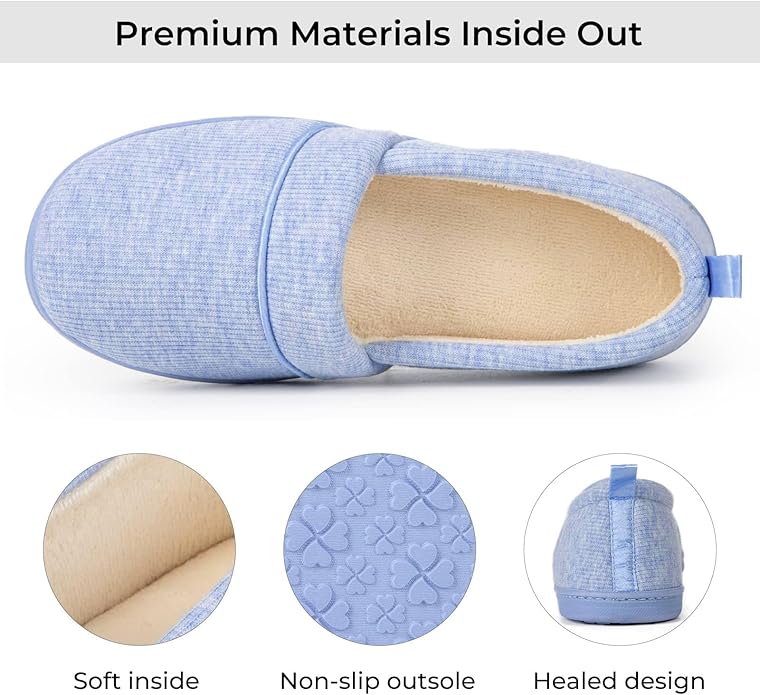 HomeTop Women's Comfy Loafer Slippers Lightweight Memory Foam Non-slip Indoor House Shoes