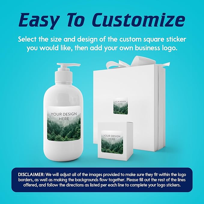 100 Custom Vinyl Stickers - Upload Your own Image, Text, Design, Logo - Personalized Logo Labels for Handmade, Packaging, Bottle, Jars, Candle, Brand Stickers (Foggy Valley, 2x2 Square)