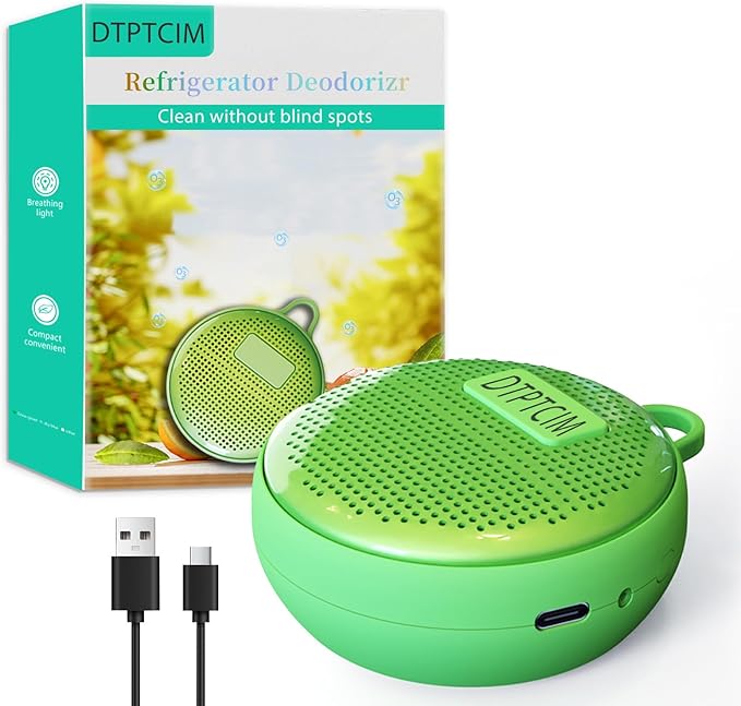 Refrigerator Deodorizer for Strong Odors,USB Charging Lasts 10+ Years Works in Cars Shoe Closets Pet Areas More Effective Than Traditional Deodorizers Green