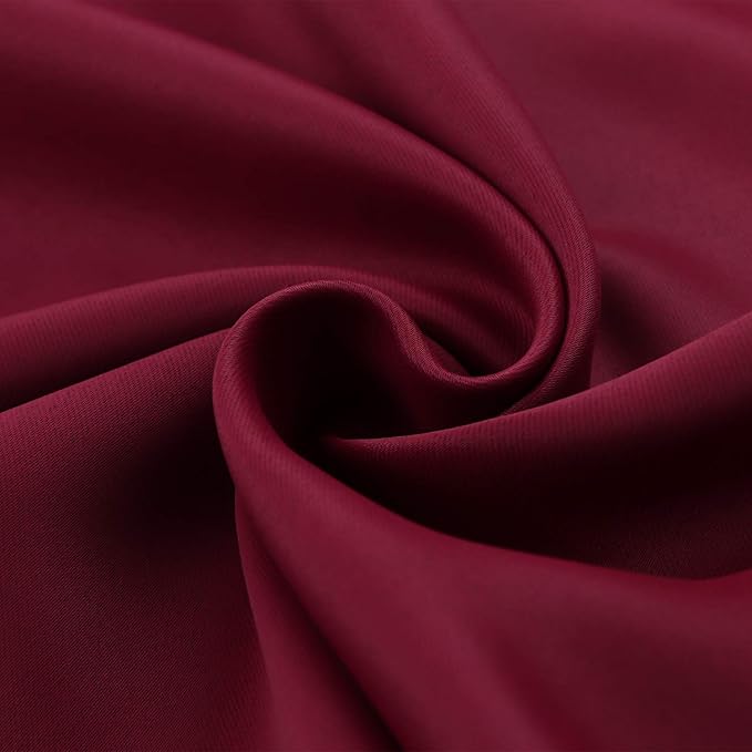 BGment Burgundy Blackout Curtains for Kitchen Cafe Window - Short Half Window Drapes Thermal Insulated Privacy for Rv Bathroom, 34 x 40 Inch, 2 Panels