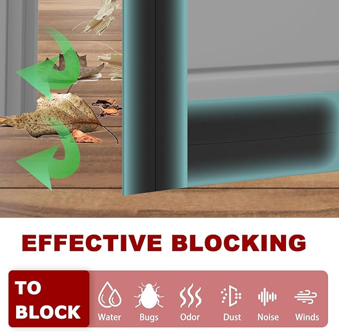Weather Stripping Self Adhesive Door Draft Stopper Flexible Shower Door Bottom Seal Silicone Seal Strip for Sliding Glass Windows Side Gaps (Black, 2 Inch Wide x 40 Feet Long)