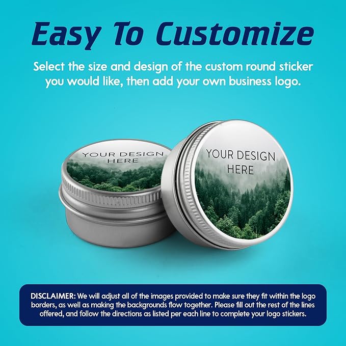 100 Custom Vinyl Stickers - Upload Your own Image, Text, Design, Logo - Personalized Logo Labels for Handmade, Packaging, Bottle, Jars, Candle, Brand Stickers (Foggy Valley, 2x2)