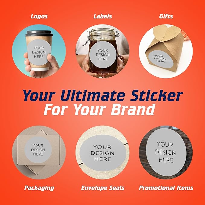 5-1000 Custom Vinyl Stickers - Upload Your own Image, Text, Design, Logo - Personalized Logo Labels for Handmade, Packaging, Bottle, Jars, Candle, Brand Stickers (Gray, 6x6)