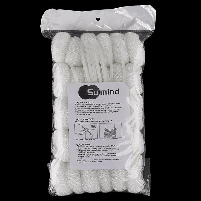 Sumind 30 Pack Nylon Lint Trap Washing Machine Lint Fabric Mesh Snare Washer Lint Catcher with 30 Pack Cable Ties