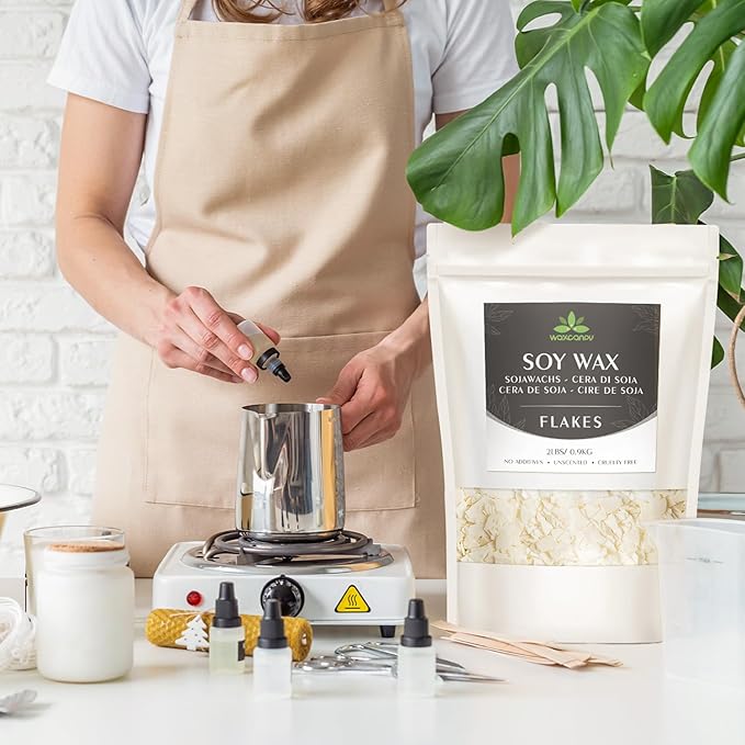 Soy Wax Flakes, Waxcanpy Natural Candle Wax, Organic Soy Wax for Candle Making from Farm, No Additives, Harmless and Pure (40lb)