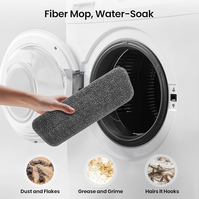 Spray Mops for Floor Cleaning, Xlife Microfiber Dust Mop with 3 Washable Pads Mop with Sprayer Wood Mops Commercial Home Use for Wood Hardwood Laminate Ceramic Tiles Floor-Gray (No Cleaner)