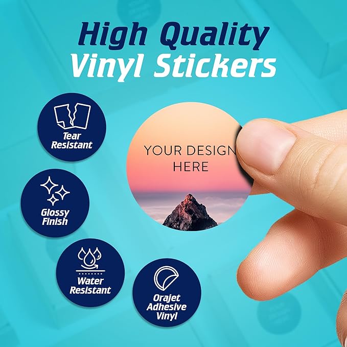 100 Custom Vinyl Stickers - Upload Your own Image, Text, Design, Logo - Personalized Logo Labels for Handmade, Packaging, Bottle, Jars, Candle, Brand Stickers (Mountain, 1.5x1.5)
