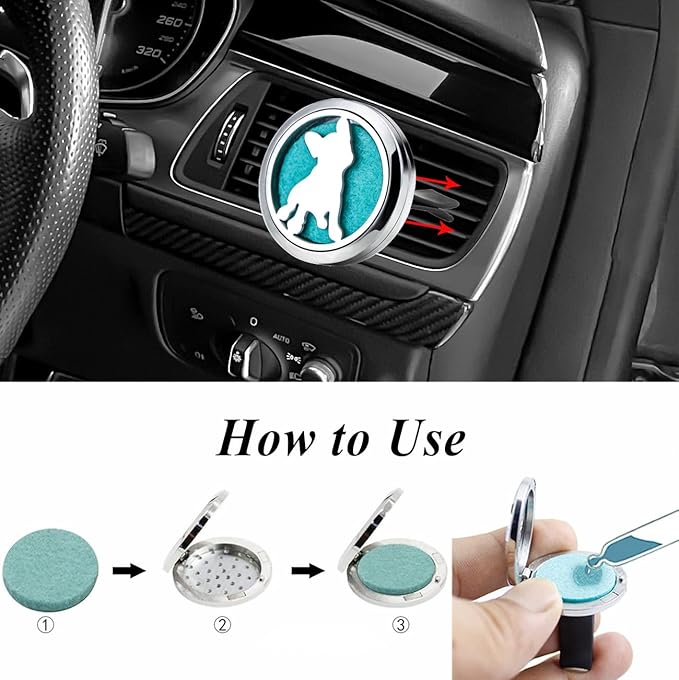 Dog Car Diffuser Vent Clips Essential Oil Car Diffuser Aromatherapy Vent Clip Air Freshener Car Accessories for Women Mother's Birthday with 10 Refill Pads