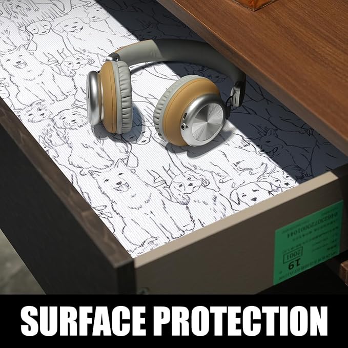 Animal Shelf and Drawer Liner for Cabinets, 12IN x 20FT Non-Adhesive and Strong Non-Slip Dog Shelf Cabinet Drawer Liners for Kitchen, Waterproof Cupboard Liners,Easy to Clean