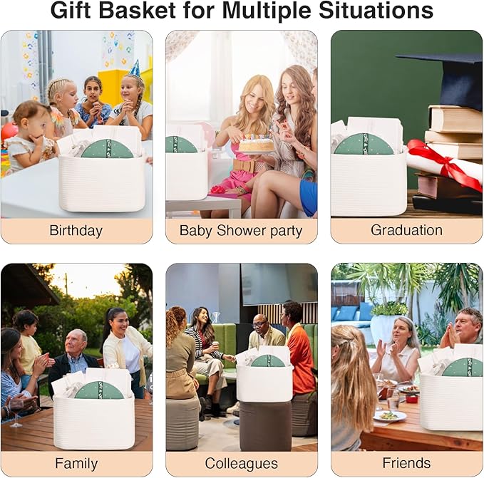 Woven Cotton Rope Storage Basket for Organizing, Cute Decorative Baskets for Gifts Empty, Organizer Bins for Dog Toy, Baby Laundry, 17“×13”×9.5“, Off White