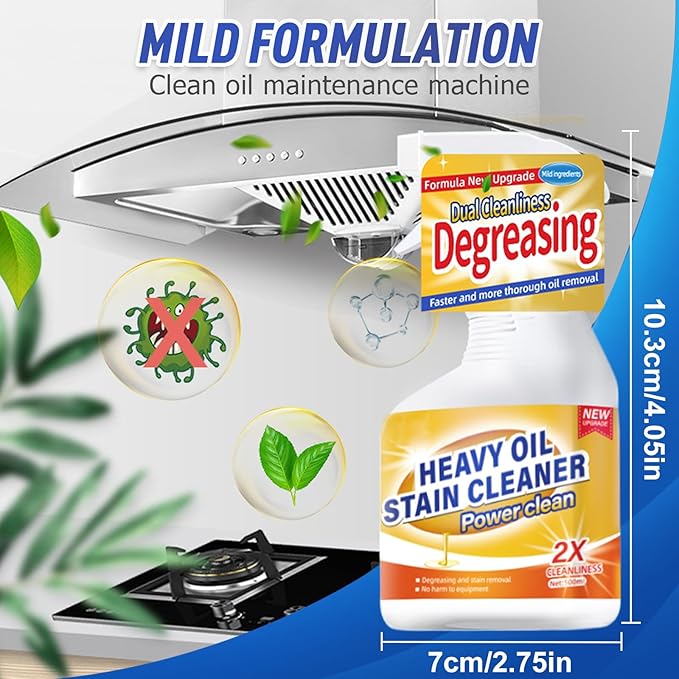 Kitchen Heavy Oil Cleaner, 2025 Newly Upgraded Heavy Duty Oil Stain Remover, 500 ML Multipurpose Cleaner Spray, Kitchen Degreaser Spray for Stovetops, Ovens, Range Hoods (3)