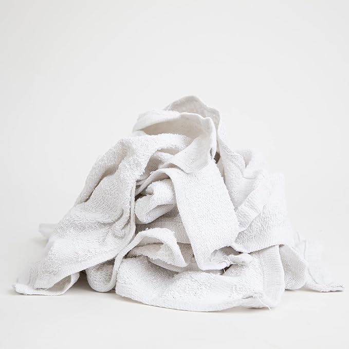 Arkwright W11 Terry Cloth Towels for Cleaning - Soft Cotton Blend Washable Multi-Purpose Bar Mop, Absorbent & Quick Dry, Box of Rags for Kitchen, Auto Shop, and Garage, 5 lb, White