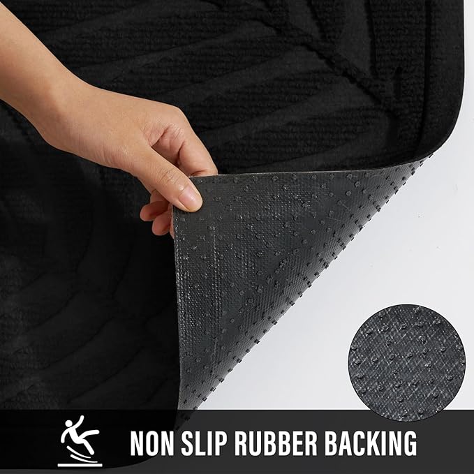 Front Door Mat, Absorbent Resist Dirt Welcome Door Mat Indoor Outdoor, Waterproof Doormat, Sturdy Non Slip Backing, Fade Resistant, Low Profile Entry Mat for Entryway, 47×32, Black