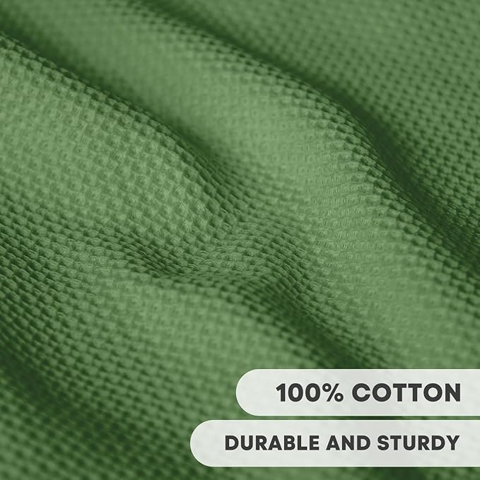Artoid Mode 100% Cotton Olive Green Waffle Weave Kitchen Dish Cloths, 13x28 Inch Ultra Soft Absorbent Quick Drying Kitchen Dish Towels Set of 4