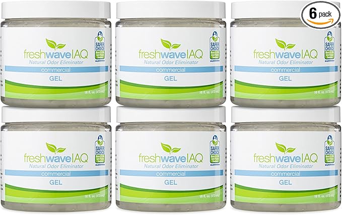 Fresh Wave IAQ Commercial Odor Eliminating Gel, 16 Fl. Oz. | Pack of 6 | Odor Absorbers for Home | Safer Odor Relief | Natural Plant-Based Odor Eliminator | Replace Every 15-60 Days