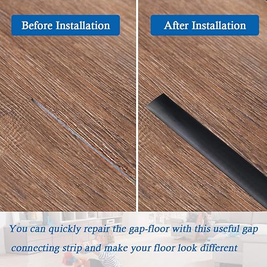 Floor Transition Strip Self Adhesive Floor Cover Strips Laminate 1.57" Wide Vinyl Flat Divider Transitions (4cm, 10Ft, Black)