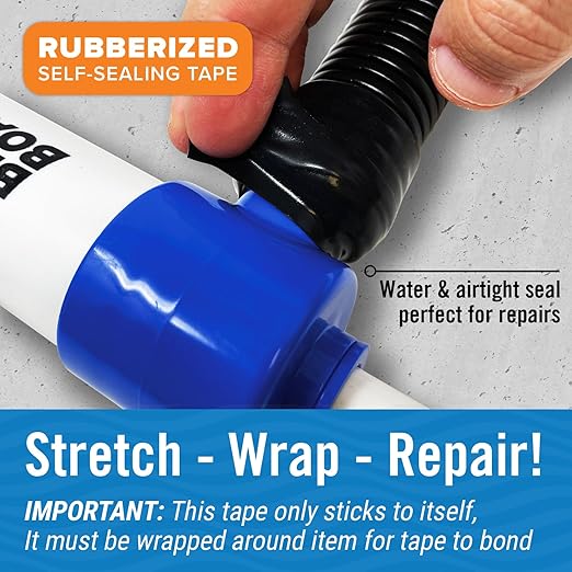 Black Heavy Duty Silicone Tape, Self-Fusing Rubber Hose and Plumbing Water Pipe Repair Seal, Coax Electrical or Waterproof Tape for Leaks, 15ft