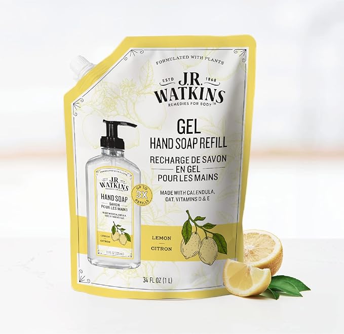 J.R. Watkins Liquid Hand Soap Lemon Refill, 34 Fl Oz