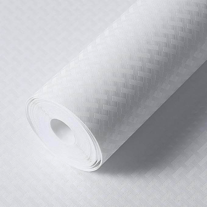 White Shelf Liner Kitchen Cabinet Liners Refrigerator Liners Waterproof & Oil-Proof Kitchen Cupboard Liner Drawer Mats EVA Material Non Adhesive Washable Fridge Liner for Shelves 35.4 x 236.2 Inches
