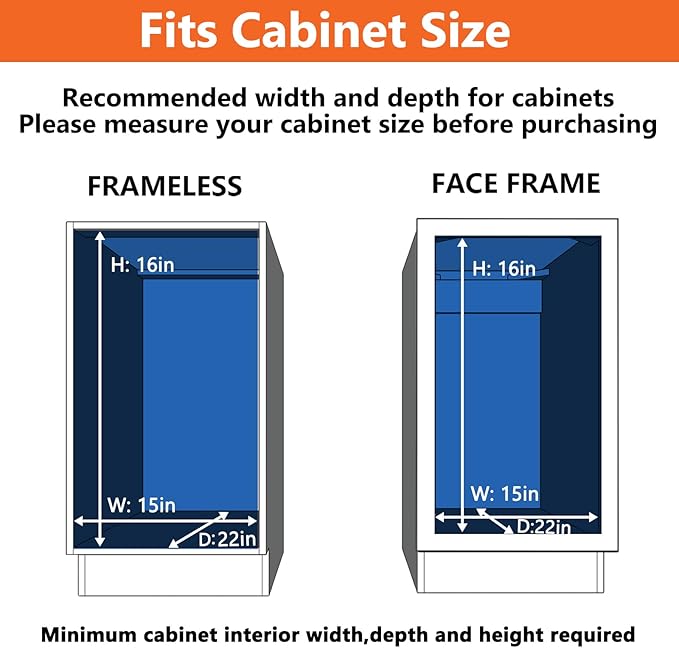 ROOMTEC Individual Pull Out Cabinet Organizer (14½" W x 21½" D), 2 Tier Spice Rack Organizer for Cabinet, Slide Out Drawer Pantry Shelf Organization and Storage for Kitchen Bathroom