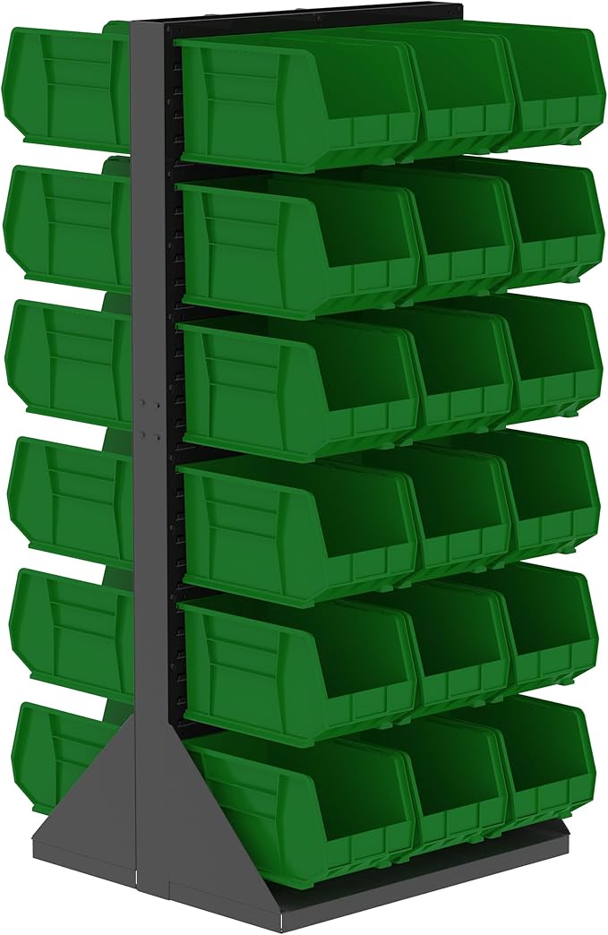 Akro-Mils 30260 AkroBins Plastic Storage Bins, Space-Saving Stackable Bins for Garage, Pantry, Craft Organization, 18" x 11" x 10", Green, 6-Pack