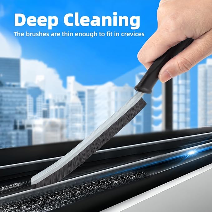 3Pcs Hard Bristle Crevice Cleaning Brush, Scrub Brush, Kitchen Sink Cleaning Brush, Grout Brush, Corner Brush Cleaning Tools for Toilet, Bathroom, Gap, Home, Household, Window (3, Black)