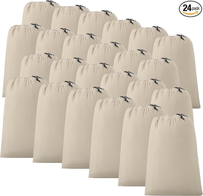 ZPECC Travel Laundry Bag 24 Pack,Bulk Extra Large Heavy Duty Bags, Durable Dirty Clothes Organizer With Drawstring, Fit a Basket or Hamper (40" X 30",Khaki)
