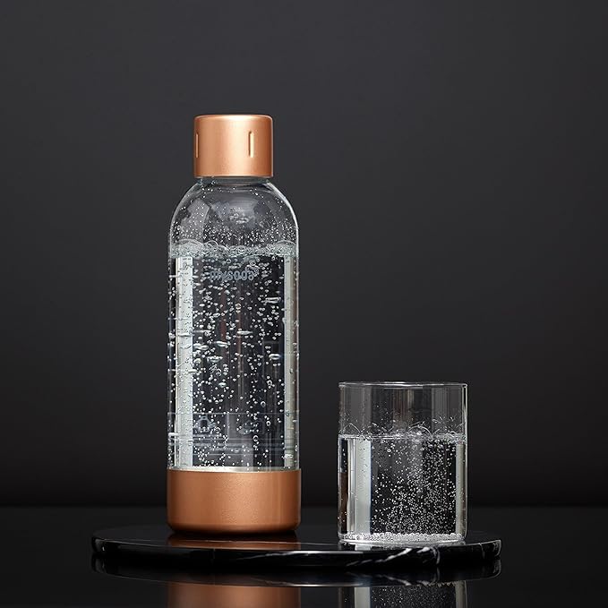 Mysoda Premium Carbonating Bottle 1L Copper - Compatible with MySoda and any brands - Quick-Lock Reusable Bottles - Lid and Base Made of Stainless Steel - BPA Free