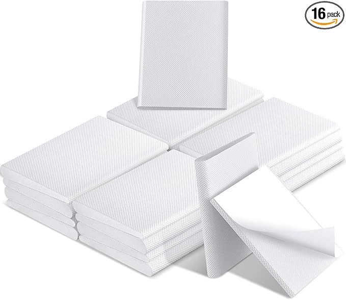 Zonon 16 Pieces Door Corner Seal Weatherstripping Exterior Door Frame Seal Draft Stopper Adhesive Corner Pads for Weather Stripping and Draft Protection (White)