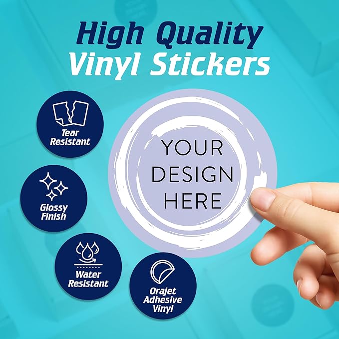 100 Custom Vinyl Stickers - Upload Your own Image, Text, Design, Logo - Personalized Logo Labels for Handmade, Packaging, Bottle, Jars, Candle, Brand Stickers (Lavender Swirls, 4x4)