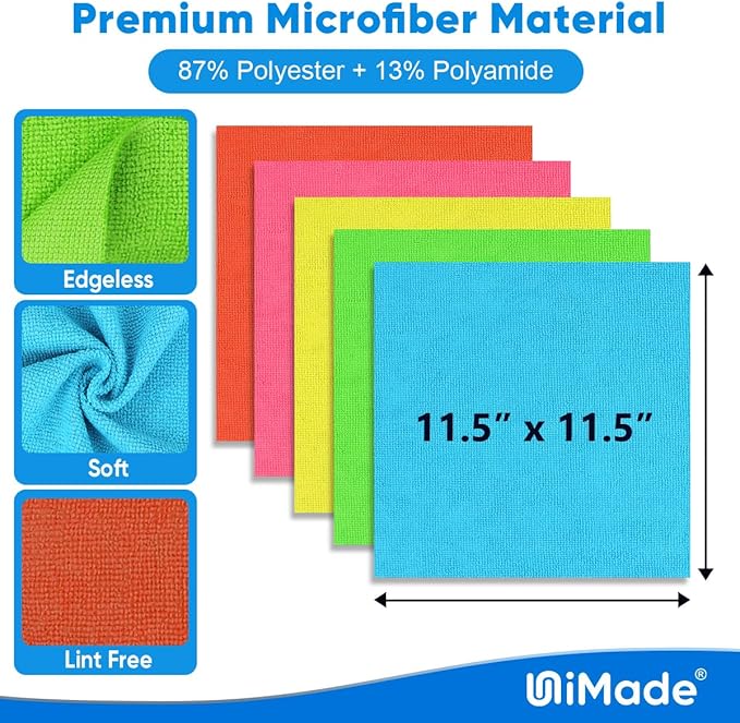 Microfiber Cleaning Cloth, 200PK Reusable Shop Rags Bulk Microfiber Cleansing Cloth Lint Free Cleaning-Towel for Car Kitchen Automotive Bar Mechanic Restaurant Garage,11.5"x11.5",Multicolor