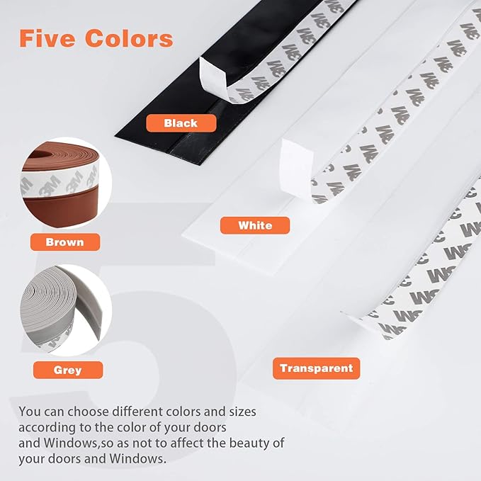 26 Feet Silicone Seal Strip, Weather Stripping Seal Tape for Door, Window & Shower Glass Gaps (Black, 35MM)