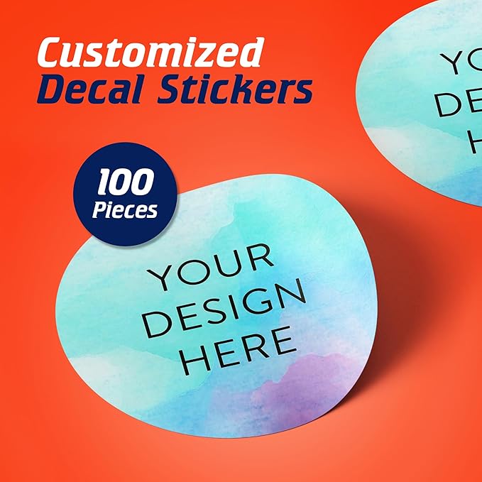 100 Custom Vinyl Stickers - Upload Your own Image, Text, Design, Logo - Personalized Logo Labels for Handmade, Packaging, Bottle, Jars, Candle, Brand Stickers (Sky Blue, 6x6)
