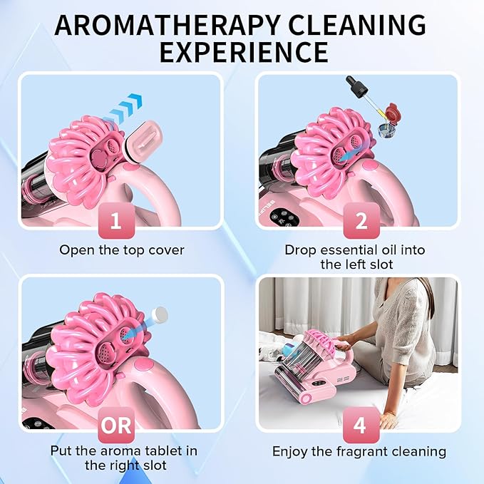 Belife M8 Mattress Vacuum Cleaner, 18Kpa Bed Vacuum Cleaner with UV & Hot Air & High Heating, 550W Powerful Suction Double-Cup Handheld Vacuum Sofa Couch Cleaner for Dust Pillow Crib Pet Hair, Corded