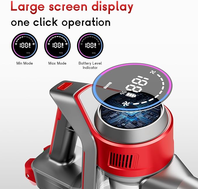 Cordless Stick Vacuum Cleaner - Rechargeable, 35Kpa Powerful Vacuums with Detachable Battery Display, Max 45Mins Runtime, 8 in 1 Handheld Vacuum for Hardfloor & Carpets Pet Hair