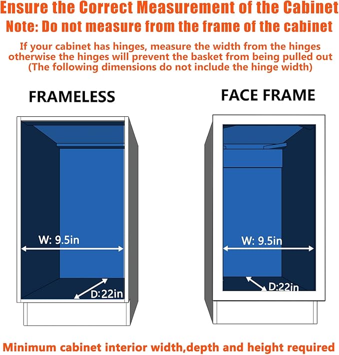 Pull Out Cabinet Organizer 9" W x 21½" D, Heavy Duty Cabinet Pull Out Shelves, Slide Out Drawers Organization for Kitchen Cabinets Bathroom