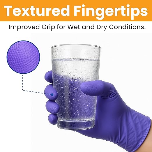 SafeWay Nitrile Disposable Gloves — Multi-Purpose Powder-Free, Non-Latex, Medical Use, and Textured Fingertips for Food Prep, Cleaning, Tattoo, Nursing, Lab, Examination, & More — (6000 pcs, Large)