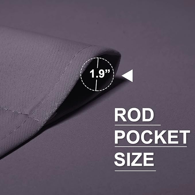 RYB HOME Living Room Curtains Blackout - Light Block Energy Efficiency Small Window Treatment Drapes for Kitchen Dining Baby Nursery Farmhouse Decor, W 42 x L 72 inch, Greyish Purple, 2 Panels