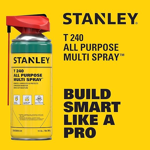 STANLEY T240 Corrosion Inhibitor Spray - Rust Remover&Cleaner Aerosol - Versatile Rust Prevention Spray for Garage, RV, Woodworking, Power Tools - 11 Oz, 12 Pack