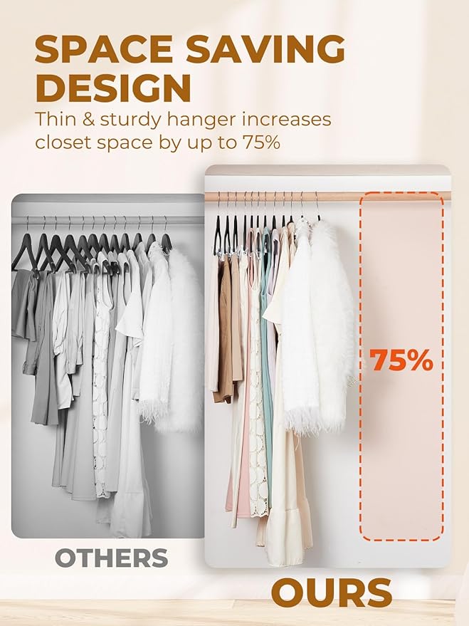 HOUSE DAY Black Velvet Skirt Hangers 48 Pack, Pant Hanger with Adjustable Clips, Space Saving Non Slip Clip Hangers for Pants, Skirts, Shorts