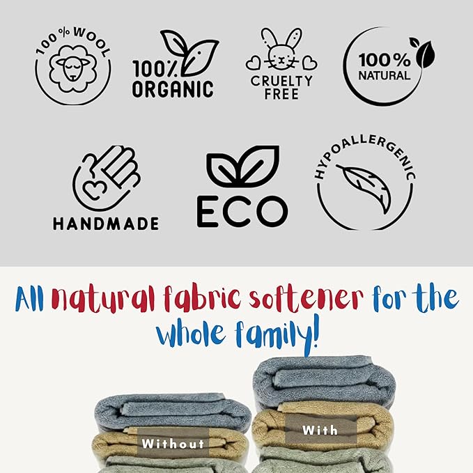 Wool Dryer Balls Organic Premium | Handcrafted Puppy Dog Face Design | 6 Balls XL, Ethically & Humanely Made, Natural Fabric Softener, Laundry Dryer Balls Reusable, Wrinkle Release