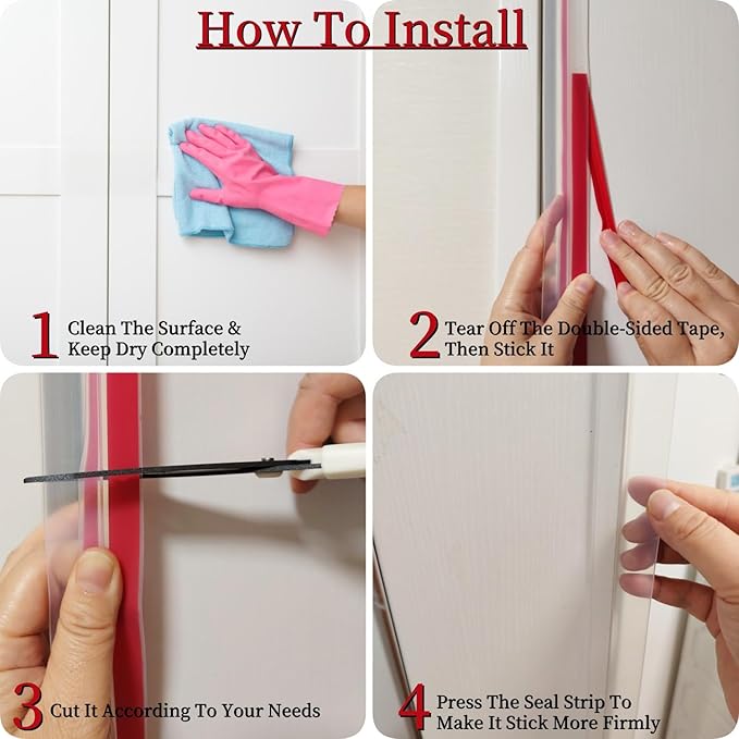 T Shape Door Seal Strip for Door & Windows Gaps，Draft Stopper Bottom Sweep Weather Stripping for Energy Saving, Noise Reduction,Easy Install (Transparent, 1.38" W x 19.7Ft)