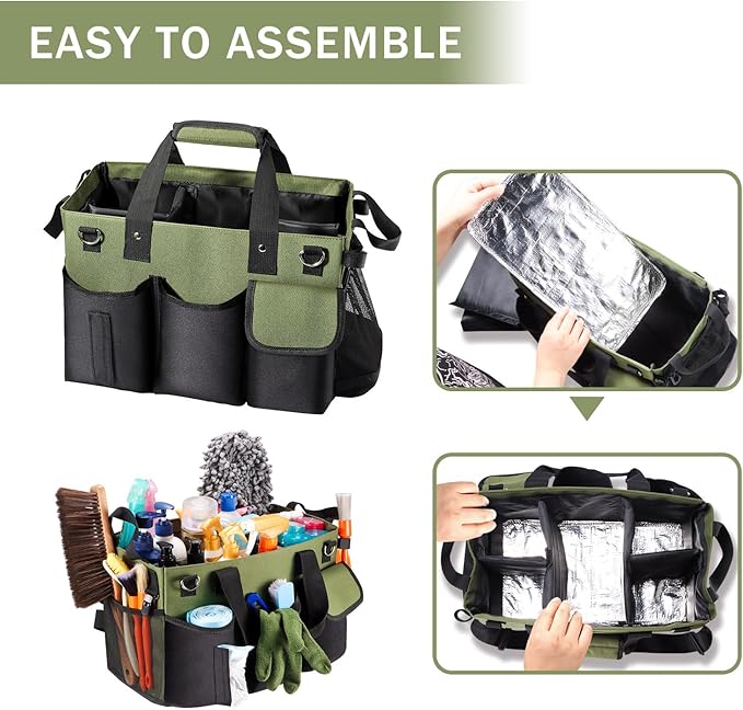 Viajero Wearable Cleaning Caddy Bag, Large Cleaning Supplies Organizer Housekeeping Supply Caddy Detailing Bag with Handle Shoulder Waist Straps for Tote Tools Products Housekeepers Car Home House