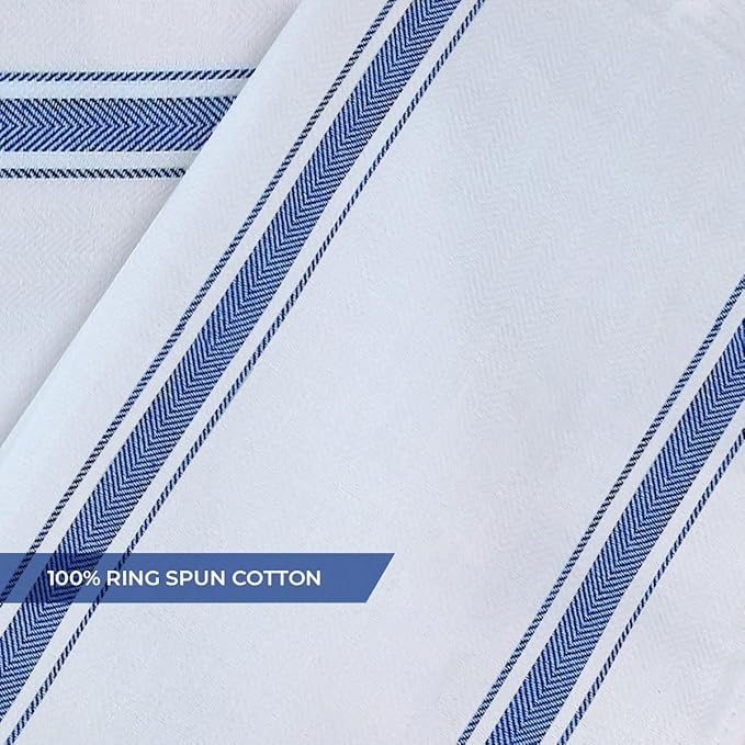 Dish Towels Set (Value Pack of 30) Size 15x25 Inch, 100% Cotton Soft & Absorbent Linen Kitchen Towels, Tea Towels, Reusable Cleaning Cloths for Household Cleaning (Blue)